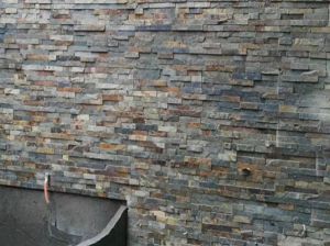 Black Natural Veneer Stone Sheet Tiles For Interior And Exterior Use